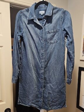 Thred & Supply Blue Denim Button-Up Shirt Dress